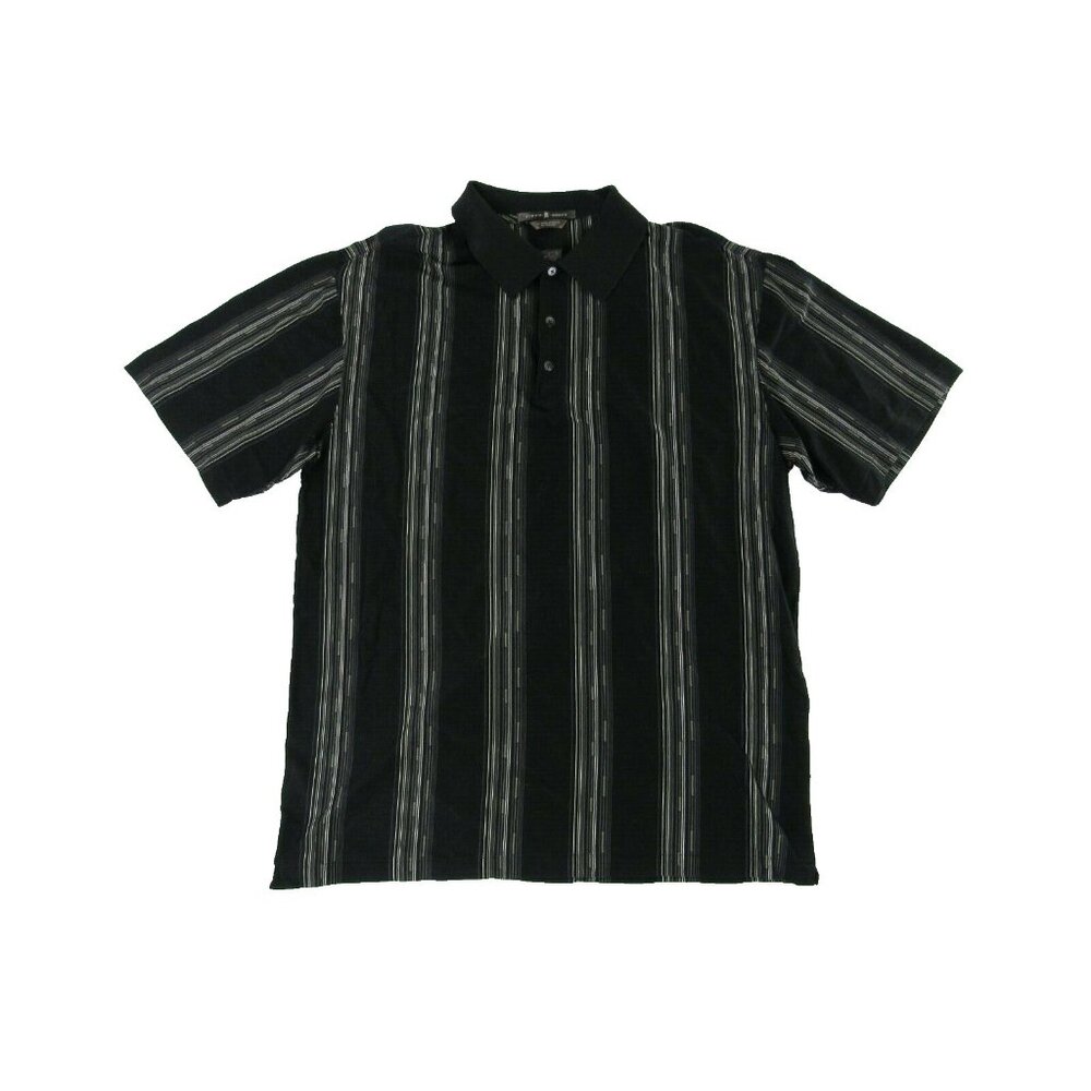 Nike Tiger Woods Mens Golf Polo Shirt L Black Striped Short Sleeve